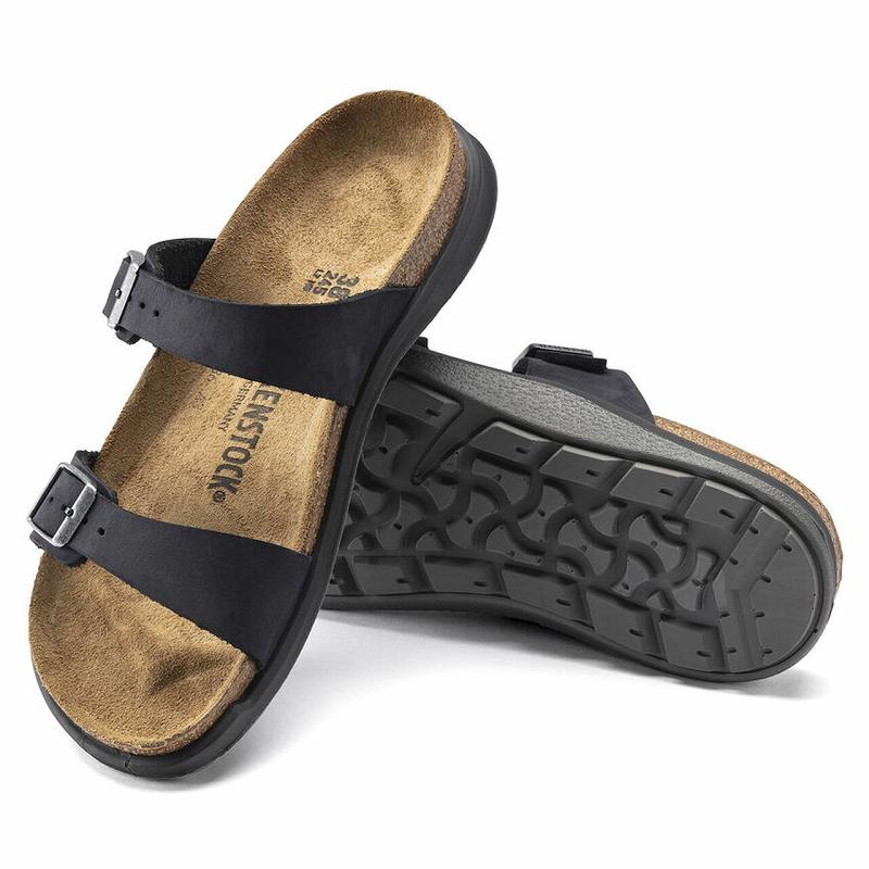 Birkenstock Sierra Oiled Læder Sandaler Dame Sort | DK 358LIS